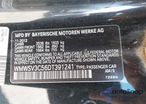2013 Mini Hardtop Cooper S from USA, damaged, VIN WMWSV3C56DT391241